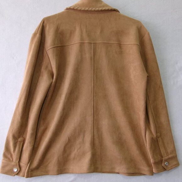 Bagatelle Faux Suede Camel Tan Snap‎ Button Front Shirt Jacket Women's Small - Picture 3 of 3